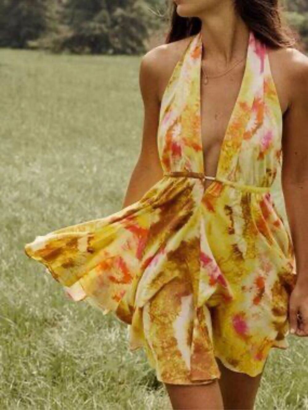 ZARA Tie Dye Halter Mini Dress NWT Size Small Summer Date Night Flirty Colorful